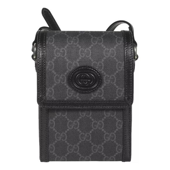 GUCCI GG Retro Mini Crossbody Bag with Interlocking G Black Logo Canvas NEW - Picture 1 of 12